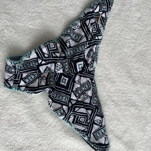 Victoria's Secret Black and White Bikini Bottom with Teal Trim - Picture 4 of 5